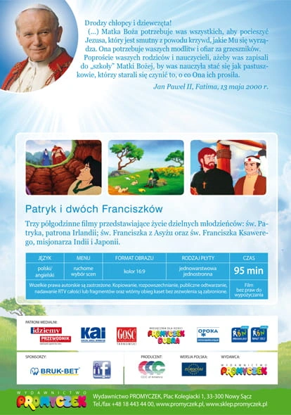 św. Patryk, św. Franciszek z Asyżu, św. Franciszek Ksawery DVD